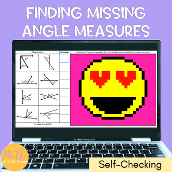 Preview of Finding Missing Angle Measures Pixel Art Digital Activity for Pre-Algebra