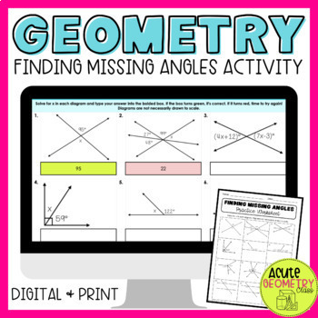 Finding Missing Angles Digital Activity by Acute Geometry Class | TpT