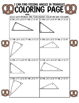 Preview of Finding Missing Angles In a Triangle | Interior Angles In Triangles Coloring