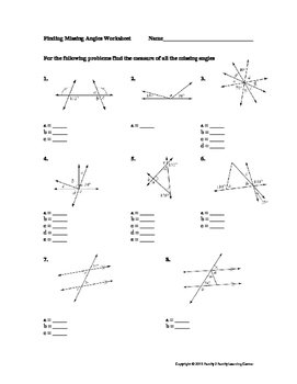 Finding Missing Angles Worksheet by Family 2 Family Learning Resources