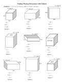 Finding Missing Dimensions with Volume - WORKSHEET for students!