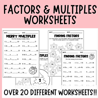 Preview of Finding Missing Factors & Multiples Worksheets | Christmas | Math Centers