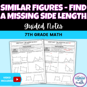 Preview of Finding Missing Sides of Similar Figures Guided Notes Lesson 7th Grade Math