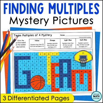 Preview of Finding Multiples Mystery Pictures FREE 4th Grade Math Printables