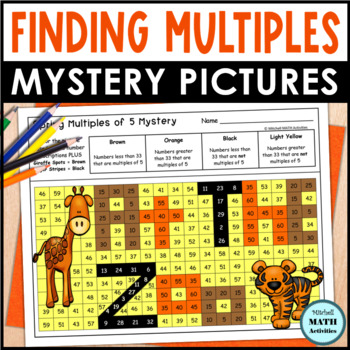 Preview of Finding Multiples of Numbers Mystery Pictures | 4th Grade Math Printables