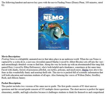 Preview of Finding Nemo AND The Lion King (1994) Movie Study Guides and Answer Keys Bundle