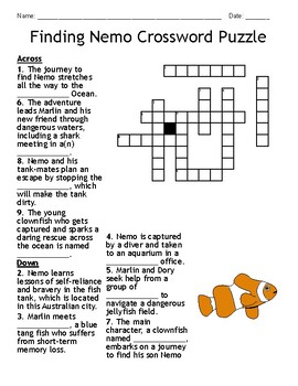 Preview of Finding Nemo Crossword Puzzle