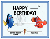 Finding Nemo & Dory - Happy Birthday - Birthday Certificate