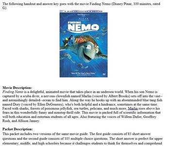 Preview of Finding Nemo Movie Guide and Answer Key