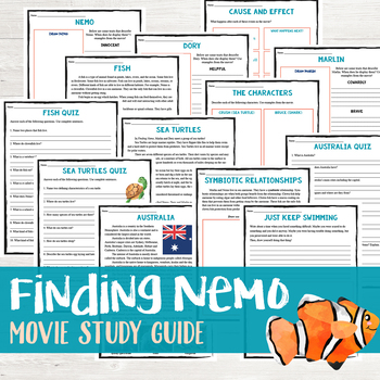Preview of Finding Nemo Movie Study Guide