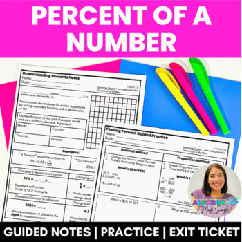 Preview of Finding Percent of a Number Guided Notes Practice and Exit Ticket Sped Scaffold