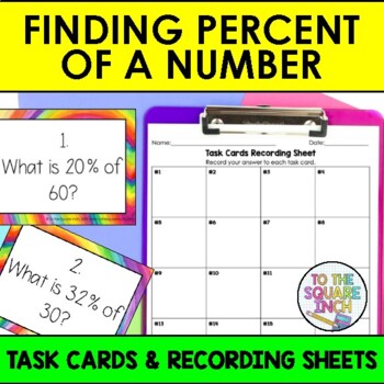 Preview of Finding Percent of a Number Task Cards | Math Center Practice Activity