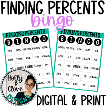 Preview of Finding Percents BINGO - Digital & Print Versions - NO PREP Game