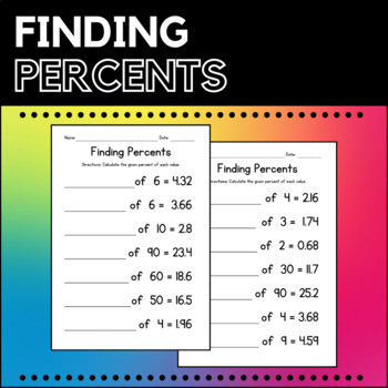 Preview of Finding Percents Worksheets - Counting & Writing Activities - Math Practice