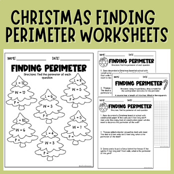 Preview of Finding Perimeter | Christmas | Differentiated Worksheet | 3rd, 4th, 5th Centers