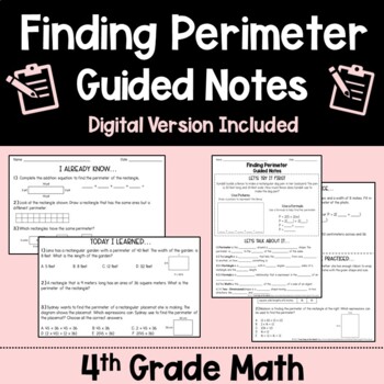 Preview of Finding Perimeter Guided Notes + Digital