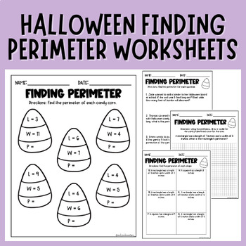 Preview of Finding Perimeter | Halloween | Worksheets | 3rd | 4th | 5th Centers