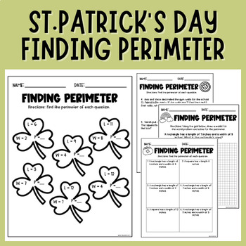Preview of Finding Perimeter | St. Patrick's Day | Differentiated Worksheet | 3rd, 4th, 5th