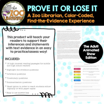 Preview of Finding Proof-Text Evidence-Inferencing/The Adult Animated Show Edition/CCSS