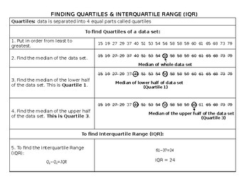 Preview of Finding Quartiles & Interquartile Range Notes