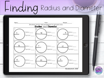 Preview of Finding Radius and Diameter