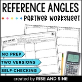 Finding Reference Angles Self-Checking Partner Worksheet Activity
