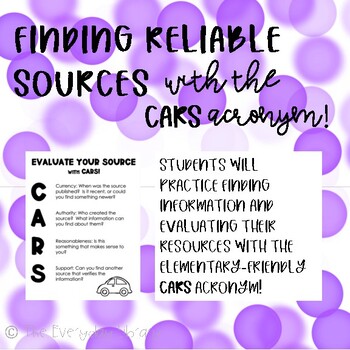 Preview of Finding Reliable Sources with the CARS Acronym