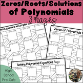 Finding Roots/Zeros/Solutions Polynomial Equations MAZE Activity