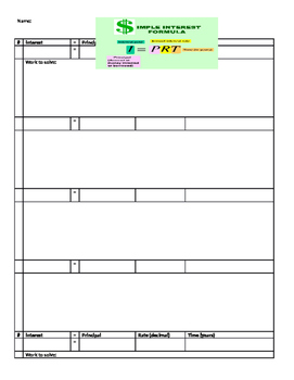 Preview of Finding Simple Interest Organizer