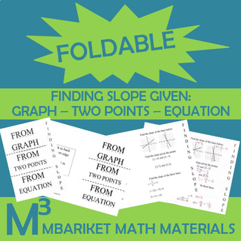 Preview of Finding Slope Given: Graph - Two Points - Equation Foldable Notes