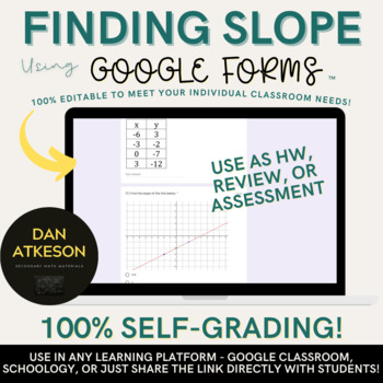 Preview of Finding Slope Google Forms™ Self-Grading Quiz or Review｜ 2 Similar Versions!