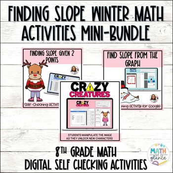 Preview of Finding Slope Self Checking Digital Activities Bundle Winter Math