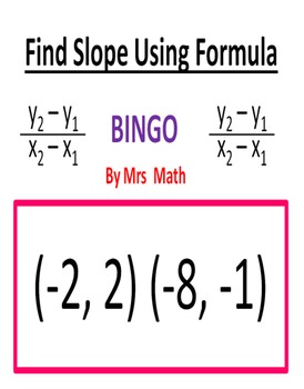 Preview of Finding Slope Using Formula BINGO (Mrs Math)