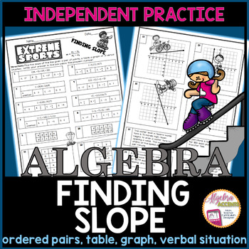 Preview of Finding Slope from Tables Graphs and Points Practice Worksheet