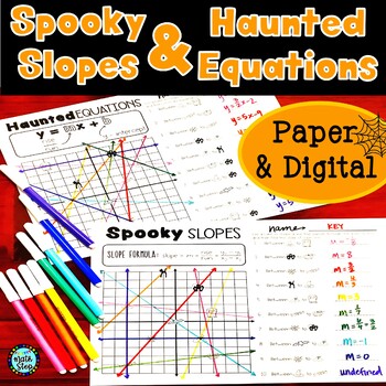 Preview of Finding Slope & Writing Slope Intercept Linear Equations from Graphs HALLOWEEN