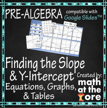 Preview of Finding Slope and Y-Intercept - Equations, Graphs, & Tables for Google Slides™
