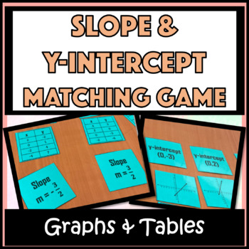Preview of Finding Slope and Y-Intercept from Graph and Table Matching Cards