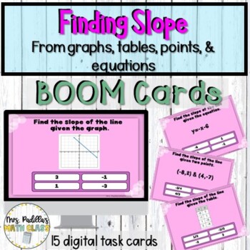 Preview of Finding Slope from Graphs, Tables, and Equations BOOM CARDS 