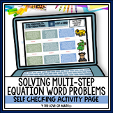 Solving Multi-Step Equation Word Problems Self Checking Di
