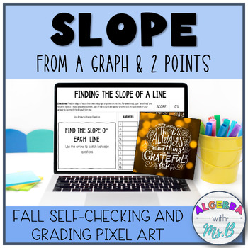 Preview of Finding Slope from a Graph and Two Points Pre-Algebra Digital Pixel Art Activity