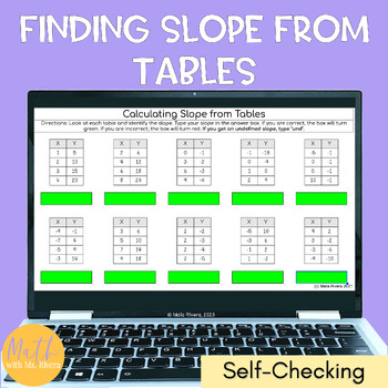 Preview of Finding Slope from a Table Digital Self Checking Activity for Pre-Algebra