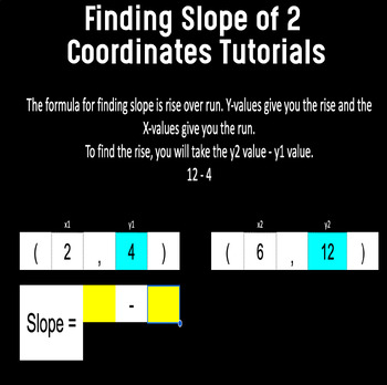 Preview of Finding Slope of 2 Coordinates Tutorials - Guided Slope Practice