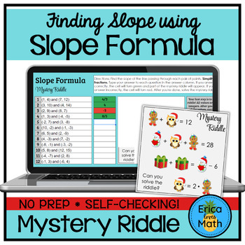 Preview of Finding Slope of a Line with Slope Formula Digital Activity for Winter/Christmas