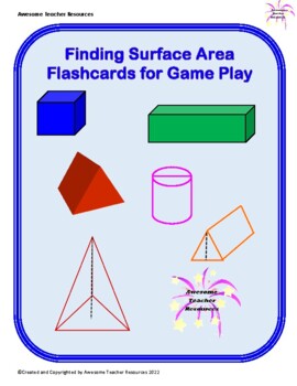 Preview of Finding Surface Area Flashcards for Game Play