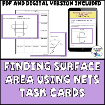 Preview of Finding Surface Area of Prisms and Pyramids Using Nets Math Task Cards