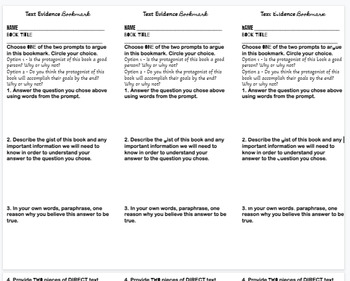 Preview of Finding Text Evidence Bookmark - For use with Ind. Reading