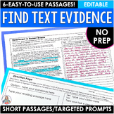 ELA Test Prep Activities for Text Evidence & Finding Text 