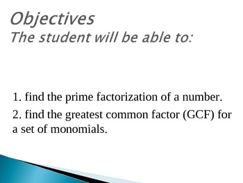 Preview of Finding The Greatest Common Factor (PPT)