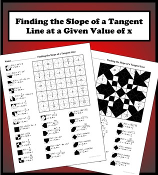 Preview of Finding The Slope Of A Tangent Line At A Given Value of x Color Worksheet