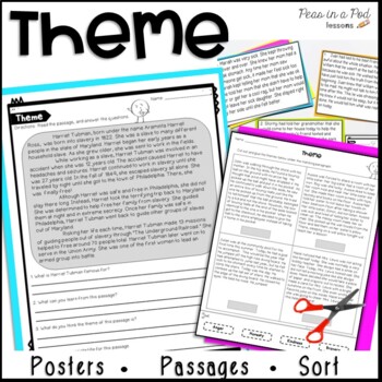 Preview of Finding Theme Worksheets Teaching Theme Activities Central Message Passages